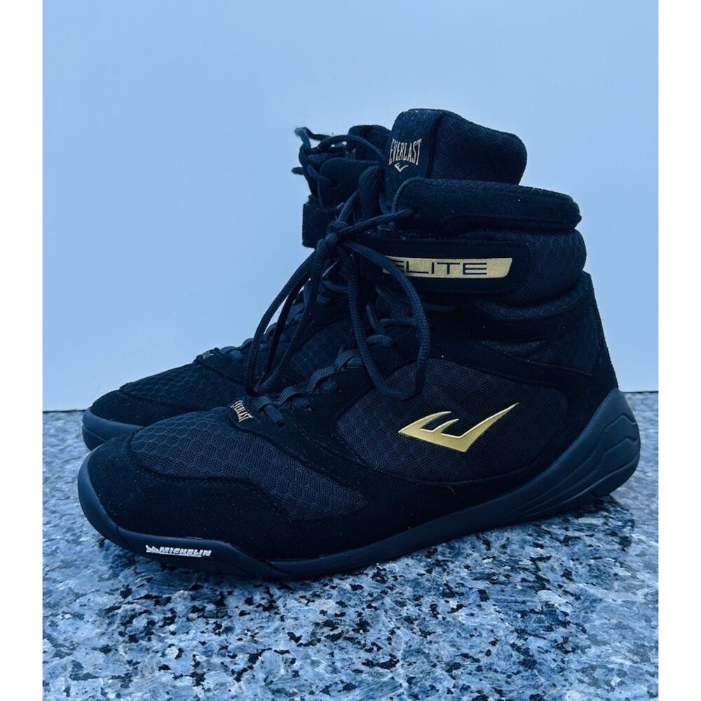 Everlast High-Top Boxing Shoes Black/Gold Size US 12
